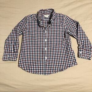 J.Crew Factory Size Boys 2T Navy and Maroon Plaid Button Down Shirt